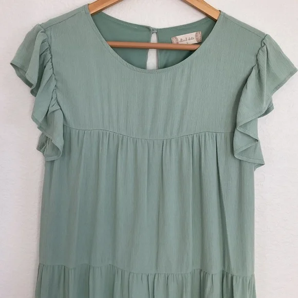 ALTAR’D STATE • Tiered Mini Dress Soft Green • Large - Picture 4 of 8